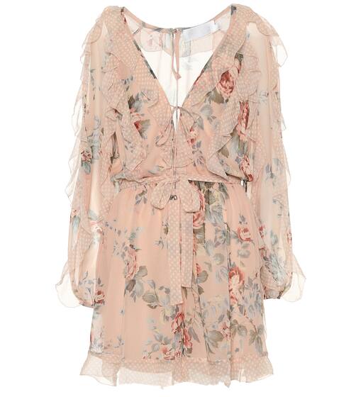 Printed silk playsuit | Zimmermann