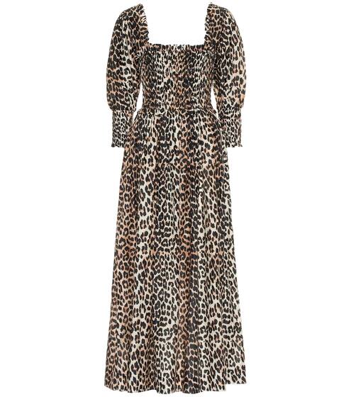 Cotton and silk midi dress | Ganni