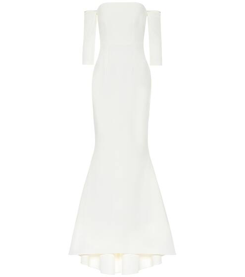 Off-the-shoulder crêpe gown | Safiyaa