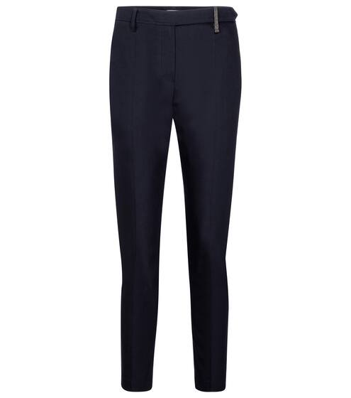 Pantalon slim à taille haute en coton | Brunello Cucinelli