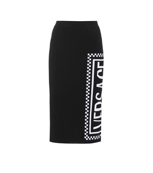 Logo intarsia knit skirt | Versace