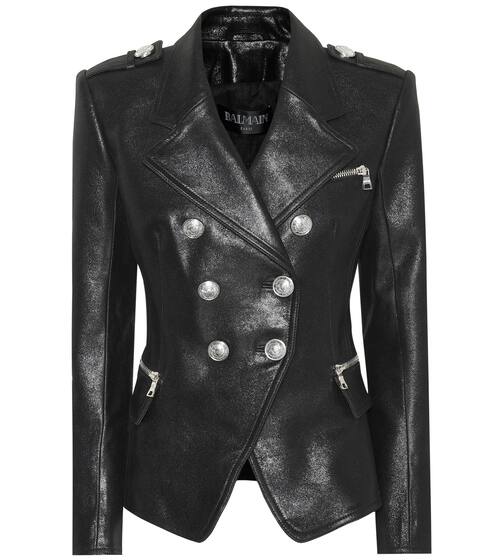 Leather biker blazer | Balmain