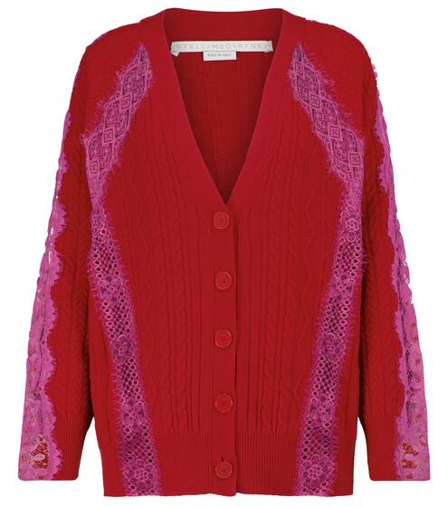 Cardigan in lana vergine e pizzo | Stella McCartney
