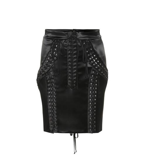 Stretch satin lace-up miniskirt | Dolce & Gabbana