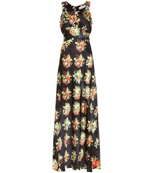 Floral satin maxi dress | Paco Rabanne