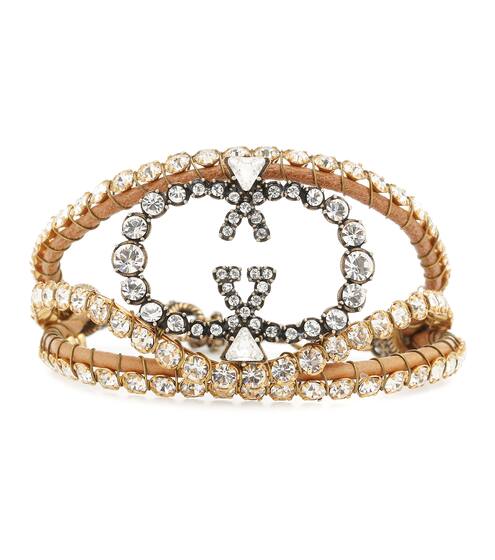 Armband aus Leder mit Kristallen | Gucci