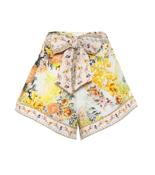 Belted floral linen shorts | Camilla