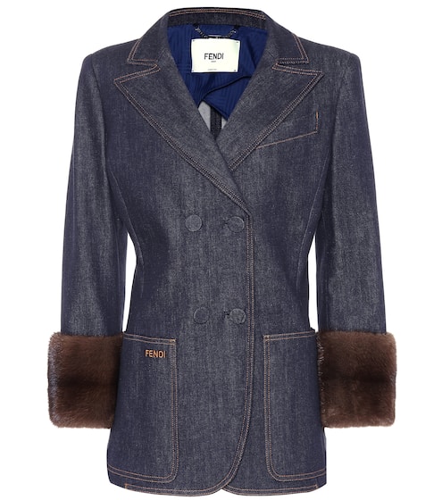 Fur-trimmed denim blazer | Fendi