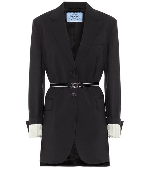 Belted wool-twill blazer | Prada