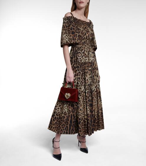 Leopard-print cotton midi dress | Dolce & Gabbana
