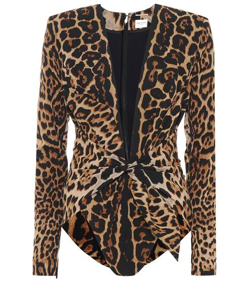 Body a stampa animalier in seta | Saint Laurent