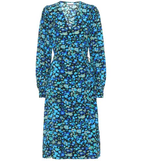 Floral silk-blend midi dress | Ganni