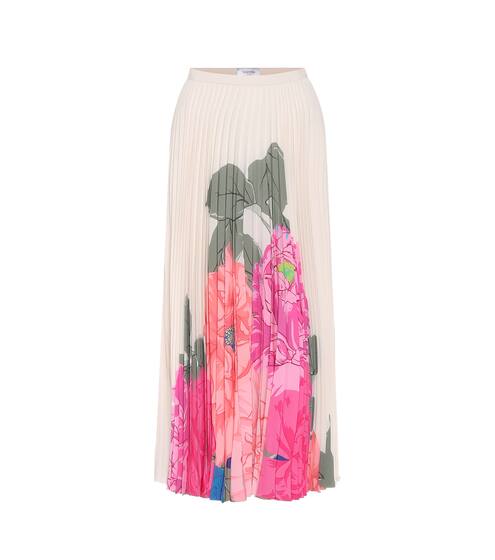 Pleated floral silk midi skirt | Valentino