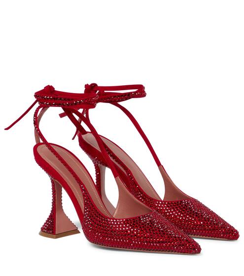 Verzierte Pumps Karma aus Veloursleder | Amina Muaddi