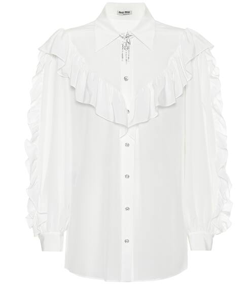 بلوزة من الحرير مع تزيين | Miu Miu