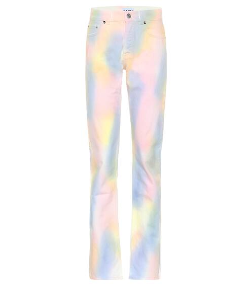 High-rise straight rainbow jeans | Ganni