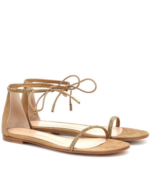 Verzierte Sandalen aus Veloursleder | Gianvito Rossi
