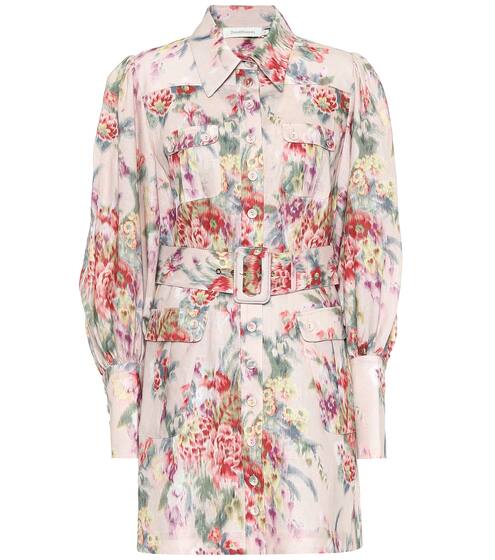 Wavelength floral linen minidress | Zimmermann