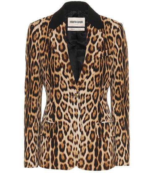 Leopard-print stretch-crêpe blazer | Roberto Cavalli