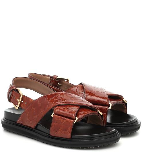 Croc-effect leather sandals | Marni