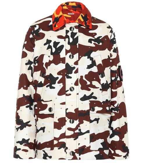 Embellished printed denim jacket | Miu Miu