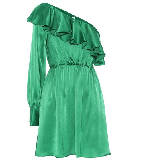 One-shoulder silk-blend minidress | MSGM