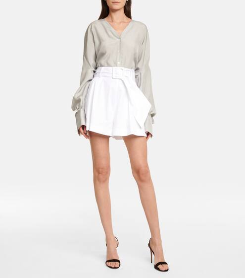 Pleated stretch-cotton shorts | Oscar de la Renta