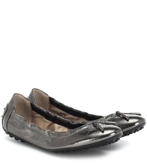 Metallic leather ballet flats | Tod's