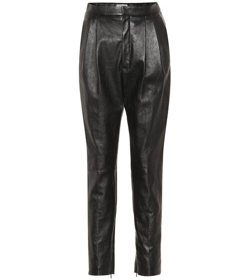 High-rise leather straight pants | Saint Laurent