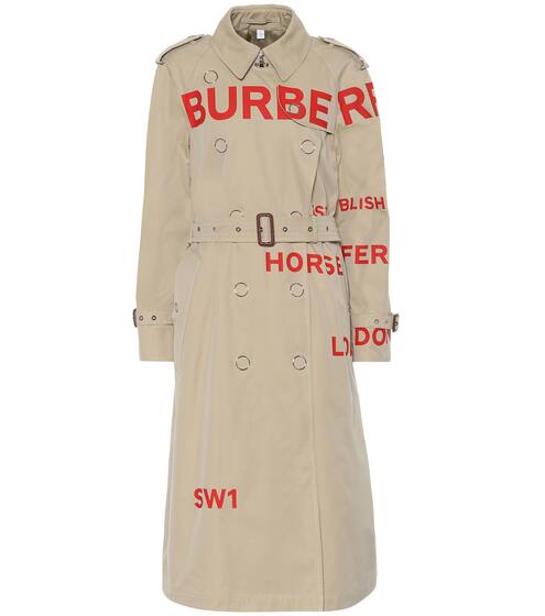 معطف ترنش من القطن الغبردين بطبعات | Burberry