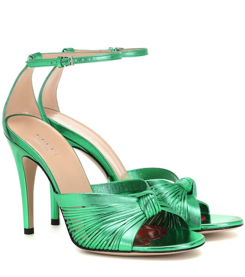 Crawford metallic leather sandals | Gucci