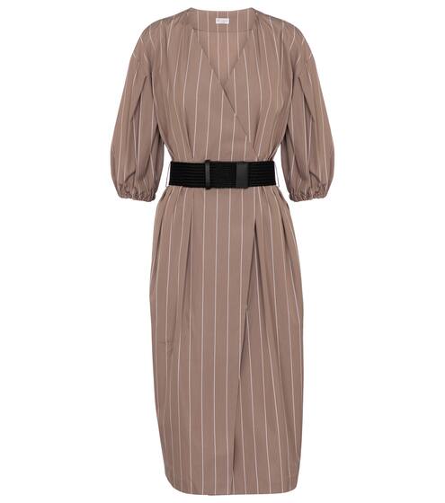 Pinstriped cotton midi dress | Brunello Cucinelli