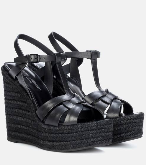 Tribute leather wedge espadrille sandals | Saint Laurent