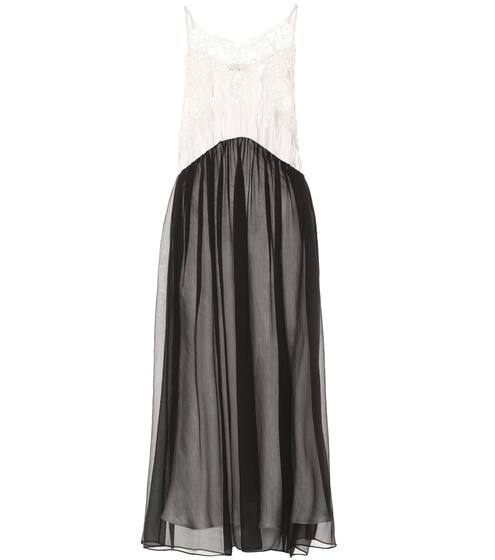 Charmeuse and chiffon slip dress | Prada