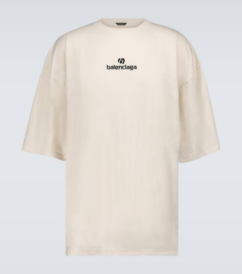 تي شيرت بقصة واسعة من القطن مع لوغو | Balenciaga
