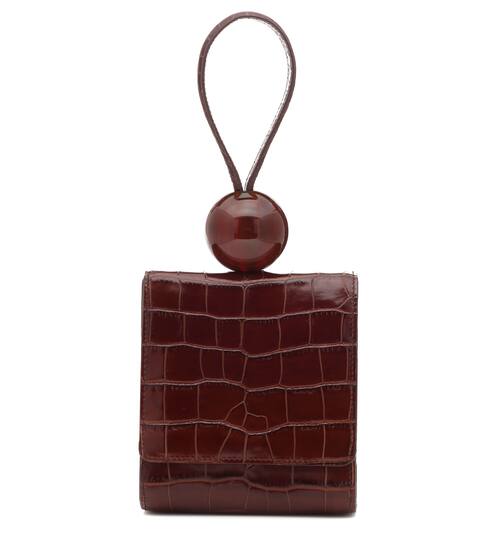 Ball croc-effect leather clutch | By Far
