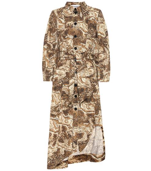 Printed cotton-poplin dress | Ganni