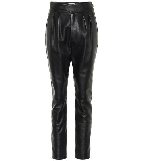 High-rise leather straight pants | Saint Laurent