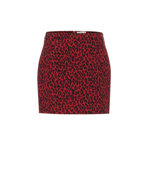Leopard-print wool miniskirt | Saint Laurent