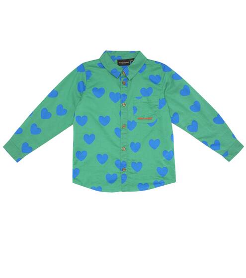 Heart-print cotton shirt | Mini Rodini
