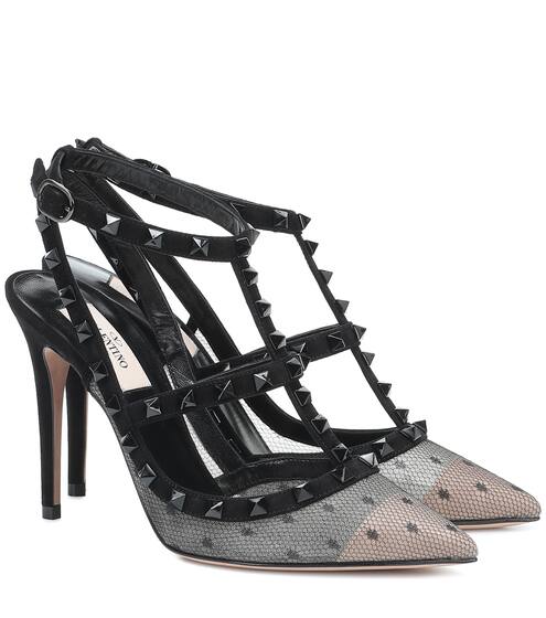 Valentino Garavani Rockstud tulle and leather pumps | Valentino