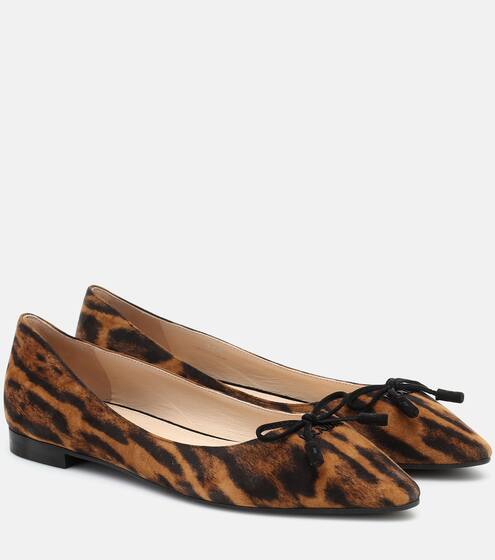 Leopard-print suede ballet flats | Prada