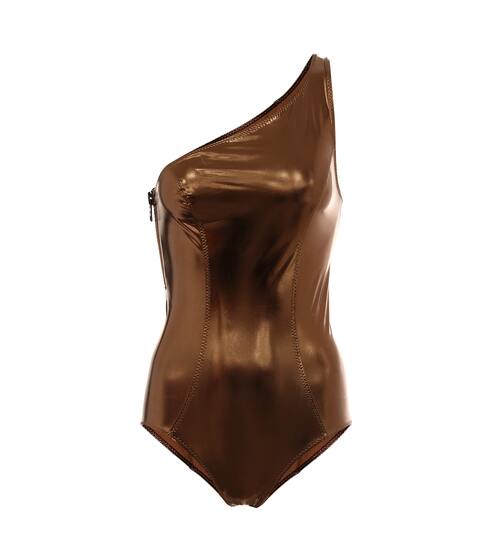 Arden one-shoulder PVC swimsuit | Lisa Marie Fernandez