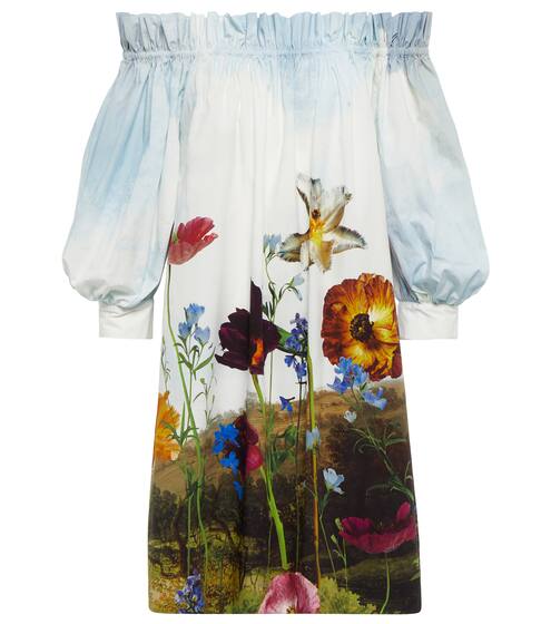 Floral-printed cotton-blend top | Oscar de la Renta