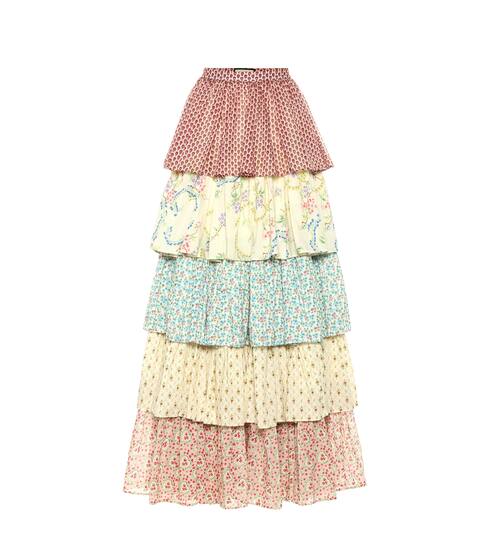 Tiered floral cotton maxi skirt | Gucci
