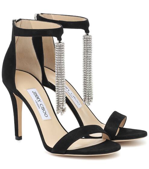 Viola 100 embellished suede sandals | Jimmy Choo