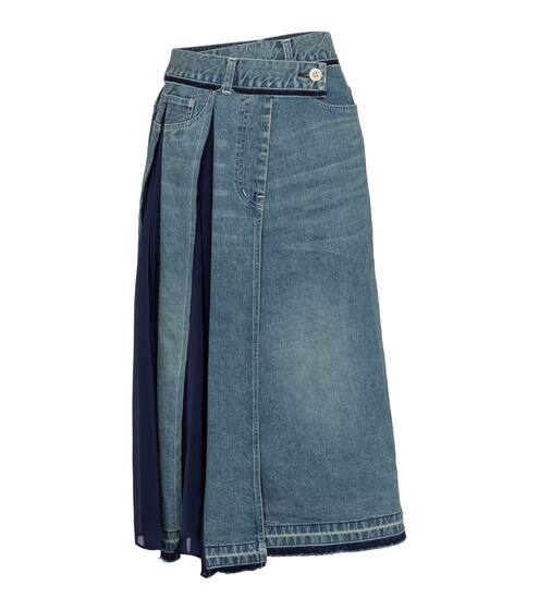 Pleated denim wrap skirt | Sacai