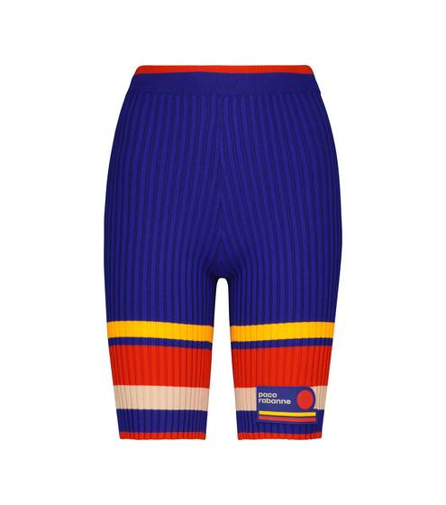 Ribbed-knit cotton-blend biker shorts | Paco Rabanne