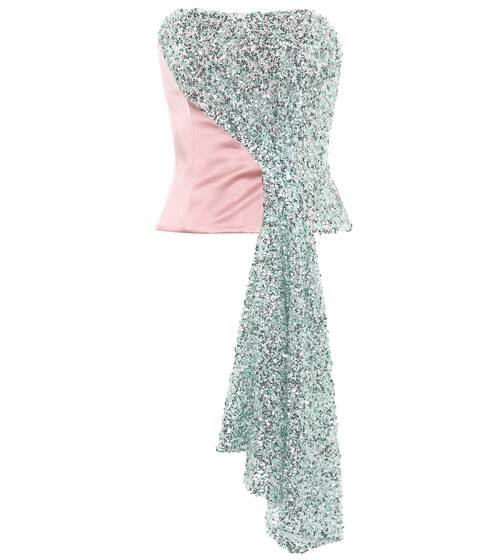 Sequined satin bustier | Halpern