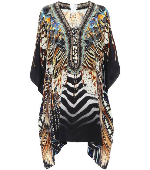 Printed silk lace-up kaftan | Camilla